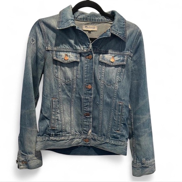 Madewell Jackets & Blazers - Madewell Blue Denim Jacket Distressed Size Medium